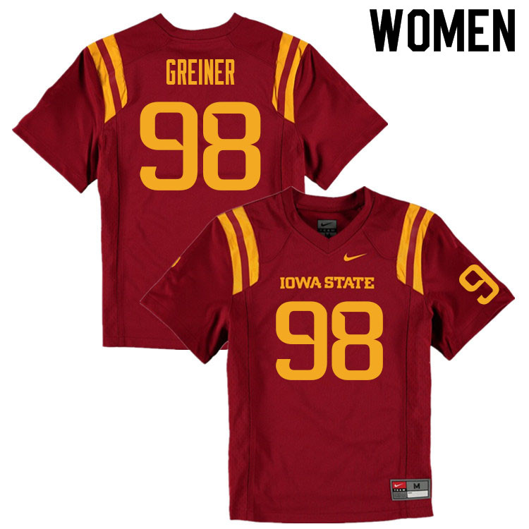 Iowa State Cyclones Women's #98 Seth Greiner Nike NCAA Authentic Cardinal College Stitched Football Jersey XP42V81XJ